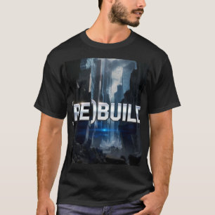 (RE)BUILD - Chrome Text City Ruins Motivational De T-Shirt
