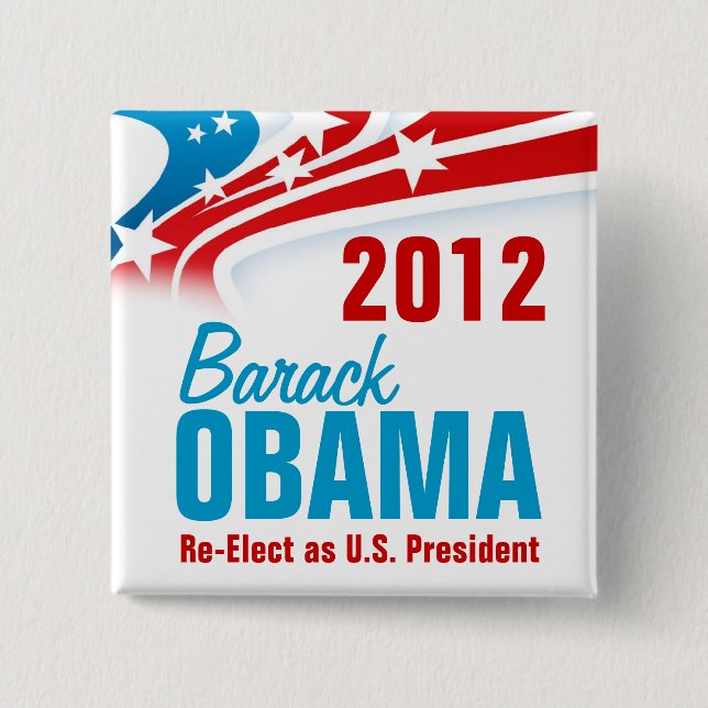 Re-Elect Barack Obama 15 Cm Square Badge (Front)