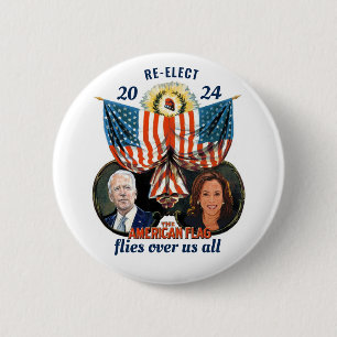 Re-elect Biden Harris 2024 6 Cm Round Badge