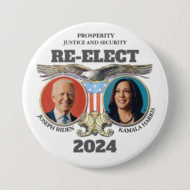 Re-elect Biden Harris 7.5 Cm Round Badge (Front)