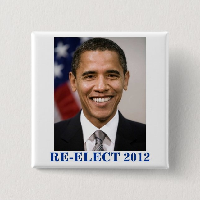 RE-ELECT OBAMA 2012 15 CM SQUARE BADGE (Front)