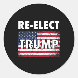 Re-elect Trump Shirt With American Usa Flag Classic Round Sticker