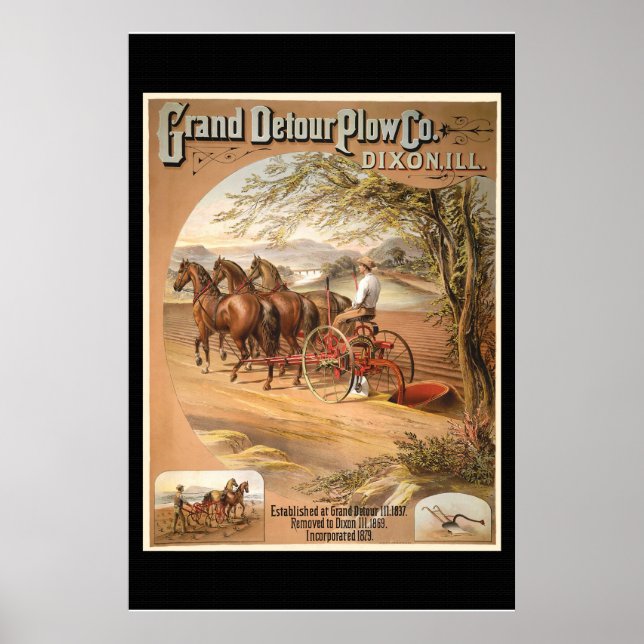 Re-issued Vintage Plough Company Advertising Poste Poster (Front)