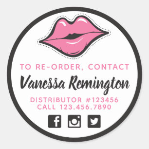 Re-Order Pink Kiss Lipstick & Beauty Distributor Classic Round Sticker