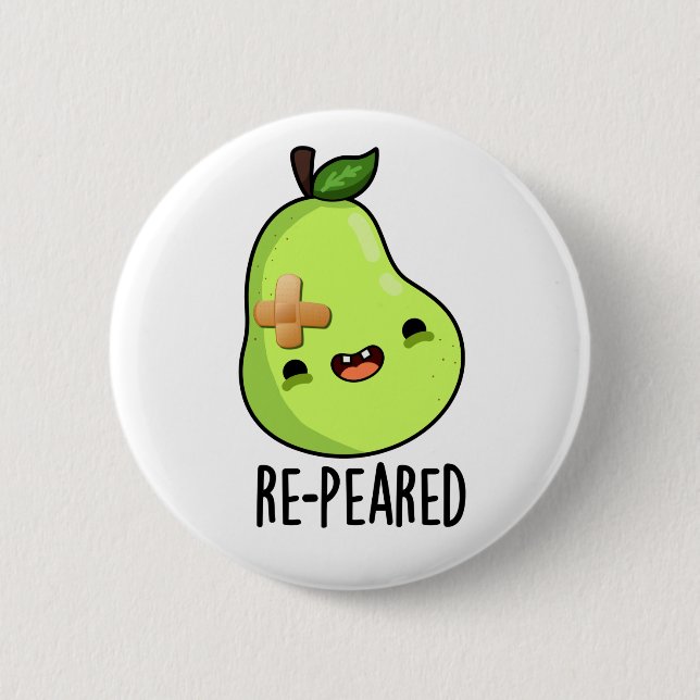 Re-peared Funny Fruit Pear Pun  6 Cm Round Badge (Front)