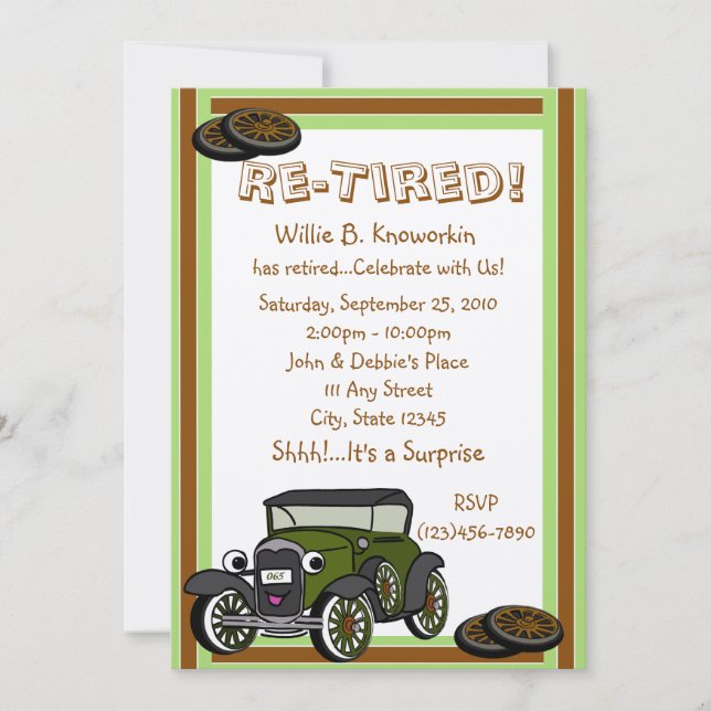 Re-Tired/ Retirement Party Invitation (Front)