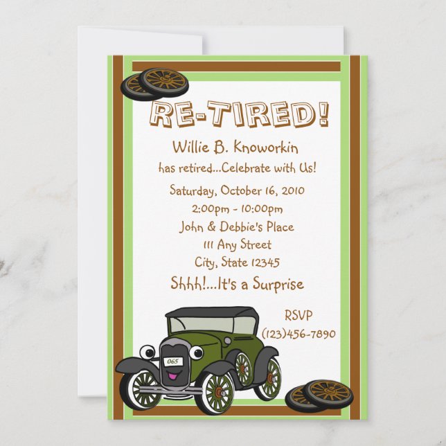 Re-Tired/ Retirement Party Invitation (Front)