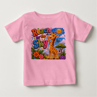 Reach for the Sky | Cute Giraffe Cartoon Design Baby T-Shirt