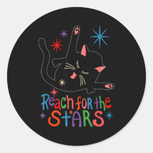 Reach For The Stars Funny Cat Classic Round Sticker