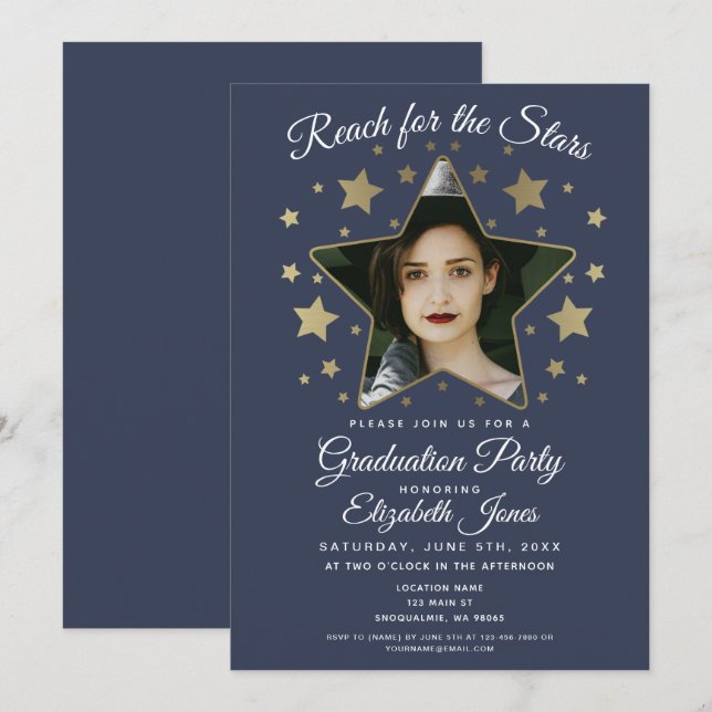 Reach for the Stars Graduation Invitation (Front/Back)