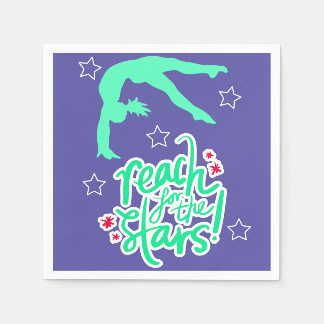 Reach for the Stars Gymnastics Tumbling  Napkin (Front)