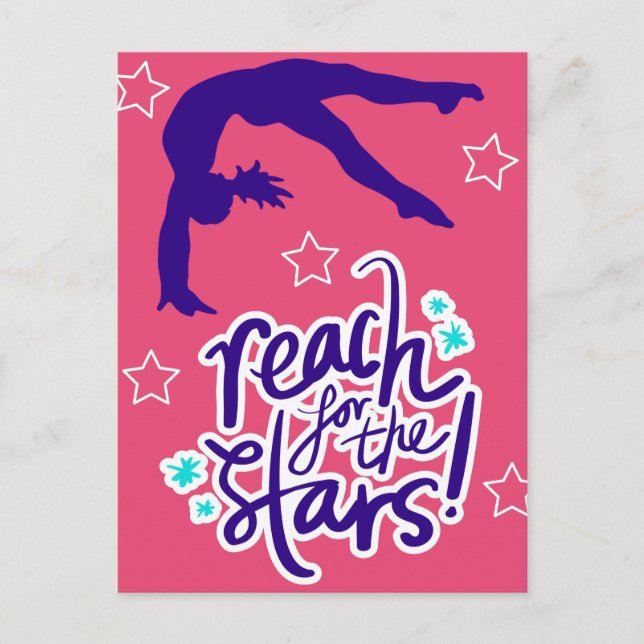 Reach for the Stars Gymnastics Tumbling    Postcard (Front)