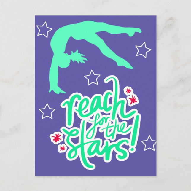 Reach for the Stars Gymnastics Tumbling  Postcard (Front)