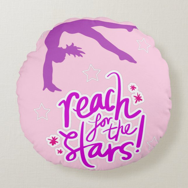 Reach for the Stars Gymnastics Tumbling    Round Cushion (Front)