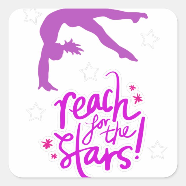 Reach for the Stars Gymnastics Tumbling  Square Sticker (Front)