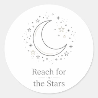 Reach For The Stars Minimalist Moon Aesthetic Stic Classic Round Sticker