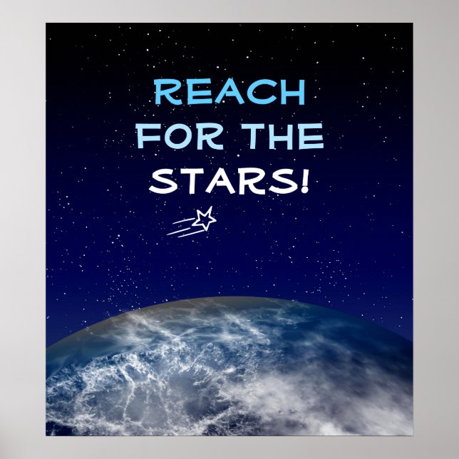 Reach for the Stars Planet Earth Flying Star Poster (Front)