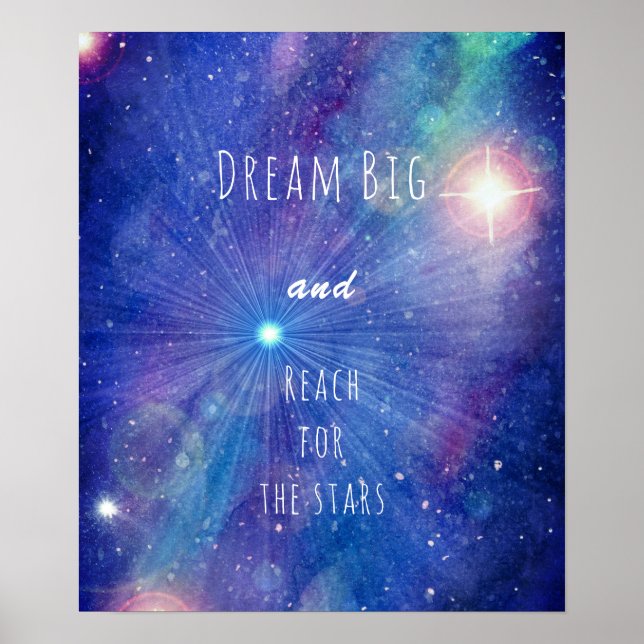 Reach for the stars quote motivational galaxy poster (Front)