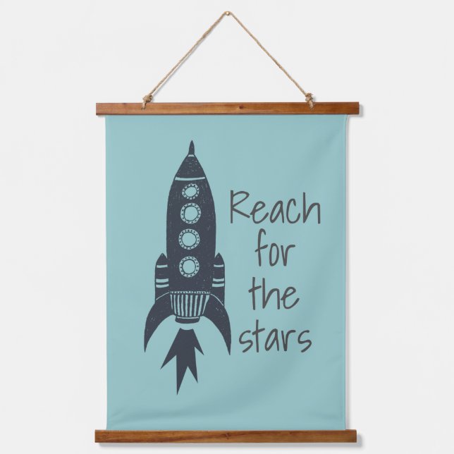 Reach for the Stars Spaceship  Hanging Tapestry (Front)