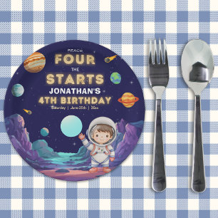 Reach Four the Stars Space Birthday 4th Paper Plate