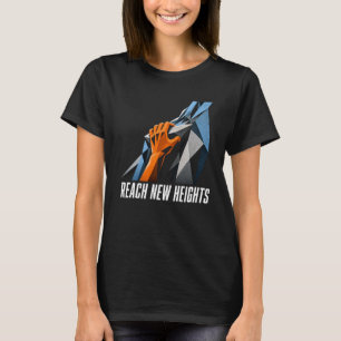 Reach New Heights Rock Climbing Geometric Design T-Shirt