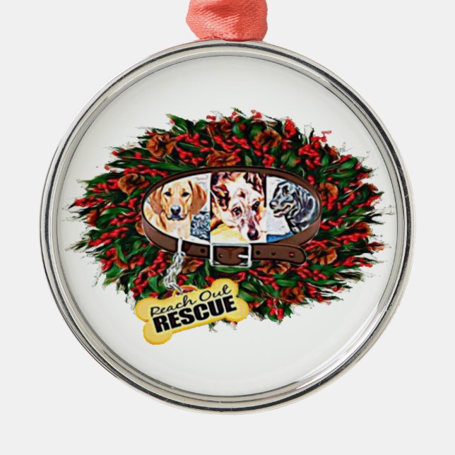 Reach Out Rescue Wreath Ornament (Front)