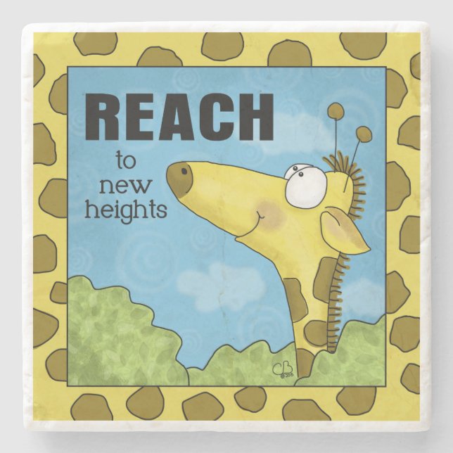 Reach to New Heights Giraffe Stone Coaster (Front)
