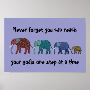 Reach Your Goals Elephants Motivational Poster