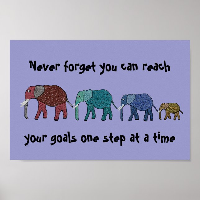 Reach Your Goals Elephants Motivational Poster (Front)