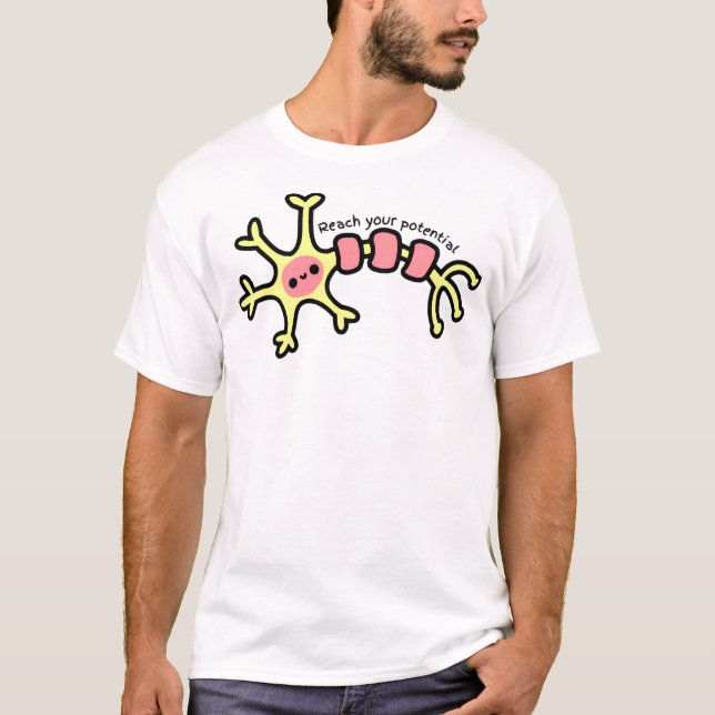 Reach Your Potential - Cute Neuron - Psychology T-Shirt (Front)
