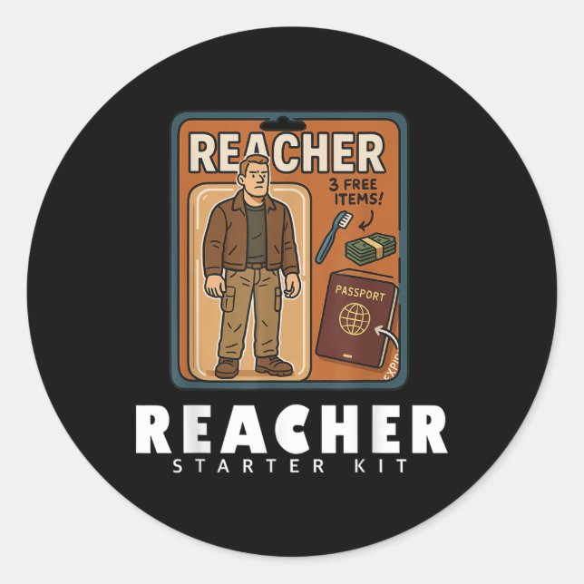Reacher-inspired Starter Kit Design  Classic Round Sticker (Front)
