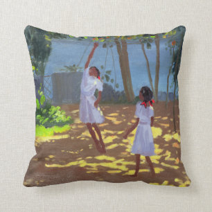 Reaching for Oranges Bentota Sri Lanka 1998 Cushion