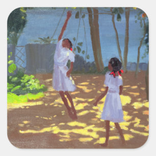 Reaching for Oranges Bentota Sri Lanka 1998 Square Sticker