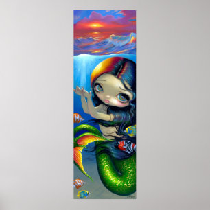 Reaching For Sunset ART PRINT big eyed mermaid