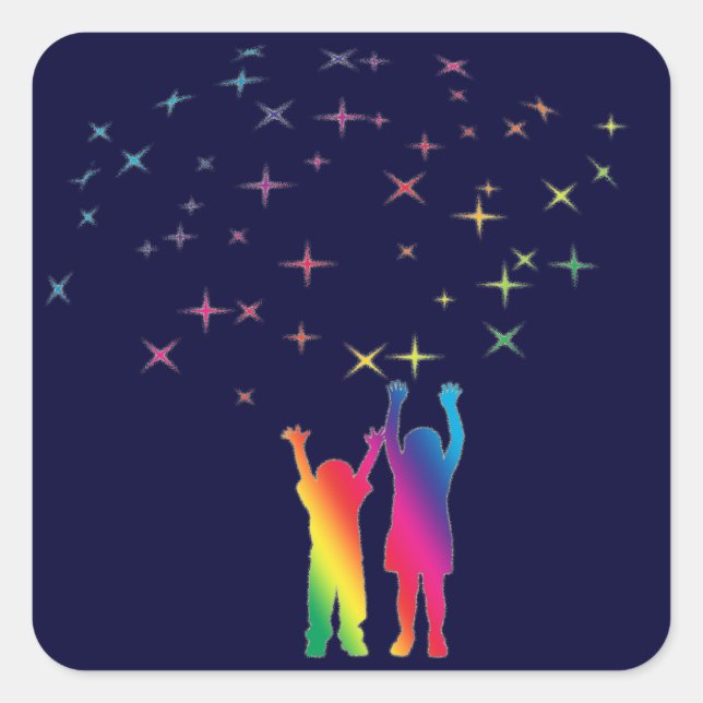 reaching for the stars square sticker (Front)