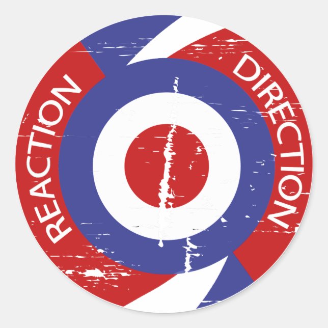 Reaction direction retro mod targets classic round sticker (Front)