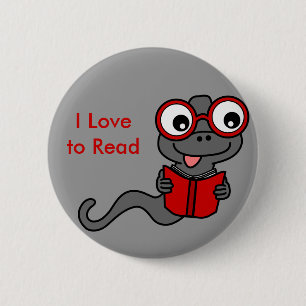 Read a Book Month: I Love Reading 6 Cm Round Badge