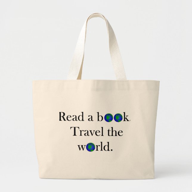 Read a book Travel the World Large Tote Bag (Front)