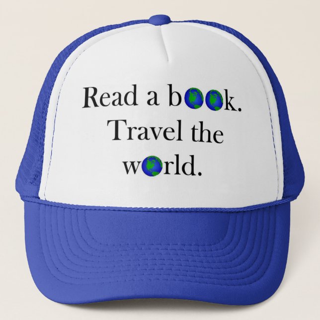 Read a book Travel the World Trucker Hat (Front)