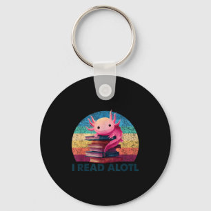 Read a'lotl axolotl book lover librarian reading key ring