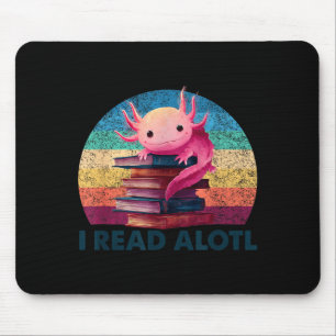 Read a'lotl axolotl book lover librarian reading mouse mat
