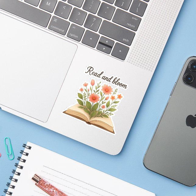 Read and Bloom Sticker (Laptop w/ iPhone)