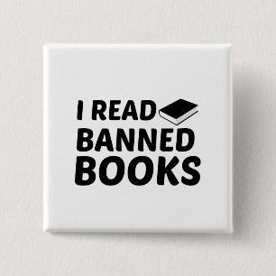 READ BANNED BOOKS 15 CM SQUARE BADGE