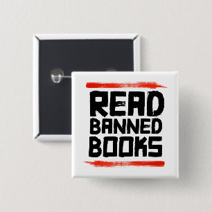 READ BANNED BOOKS 15 CM SQUARE BADGE