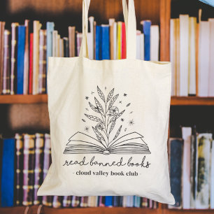 Read Banned Books Blooming Floral Personalised Tote Bag