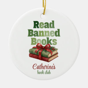 Read Banned Books Book Club Christmas Ceramic Tree Decoration