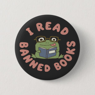 Read Banned Books Funny Frog Reading 6 Cm Round Badge