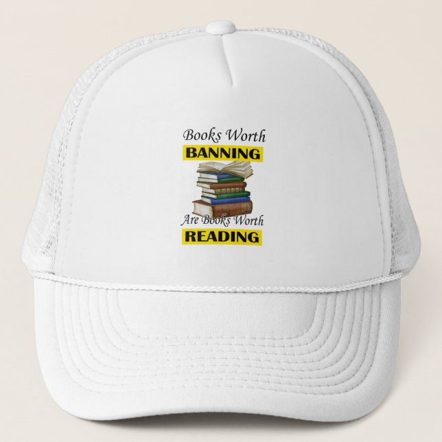 Read Banned Books Librarian Bookworm Book Reader Trucker Hat (Front)