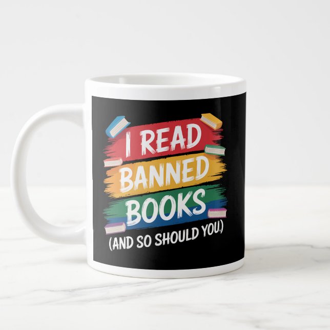 read banned books librarian week large coffee mug (Left)