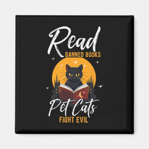 Read Banned Books Pet Cats Fight Evil Read Banned  Magnet